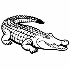Alligator Line Art Cartoon Illustration