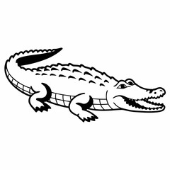 Crocodile Line Art Cartoon Illustration