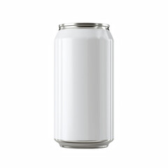 3D render of blank white aluminum soda can with metallic top, clean beverage packaging mockup, isolated on transparent background.