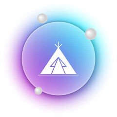 White Traditional indian teepee or wigwam icon isolated on white background. Indian tent. Blue and purple gradient circle background. Vector © Vadim
