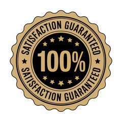 Golden satisfaction guaranteed 100 percent seal or sticker icon