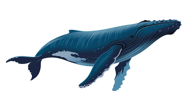 A majestic blue whale swimming gracefully in the deep ocean waters