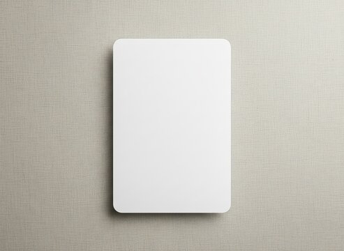 Blank white card with rounded corners on textured background