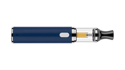 Fototapeta premium A sleek blue electronic cigarette with a metallic tip and a clear mouthpiece.