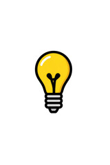 Simple, stylized lightbulb graphic.  Bright yellow lightbulb against a black background.  Clean, flat design