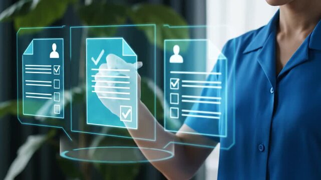 HR selecting candidates hologram.