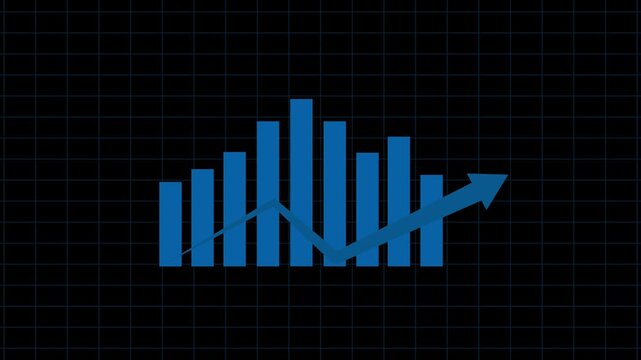 Bar Chart with Downward Arrow on Green Grid 2026 Animation