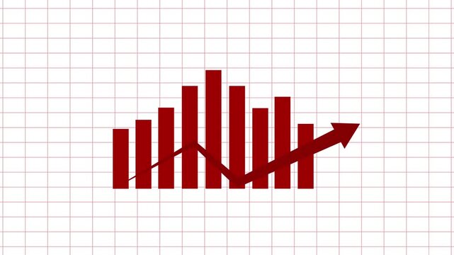 Bar Chart with Downward Arrow on Green Grid 2026 Animation
