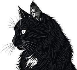 Vector, Illustration, of, Black, Cat, Profile, Portrait, for, Pet, Identity, Branding, Animal, Lover, and, Professional, Graphic, Design, Projects, Collection © TAZMIN
