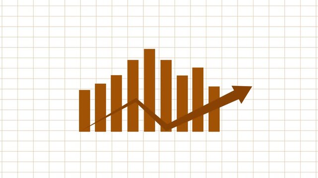 Bar Chart with Downward Arrow on Green Grid 2026 Animation