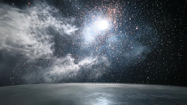 Starry Sky Galaxy: Cosmic Landscape & Space Scenery With Interstellar Clouds and Nebula in the Vast Cosmos