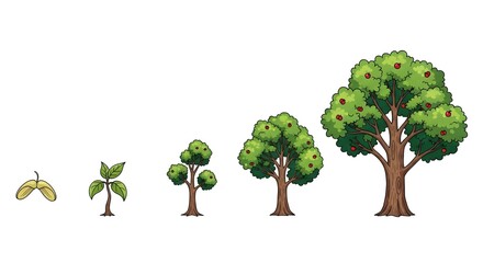 Obraz premium Tree growth stages illustration