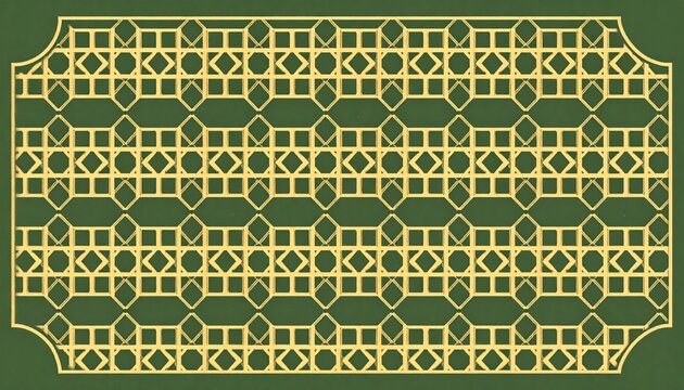 Dark green background with gold lattice hexagon square pattern