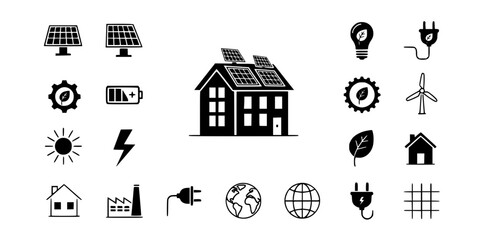 Fototapeta premium Solar Panel Renewable Energy System Icon