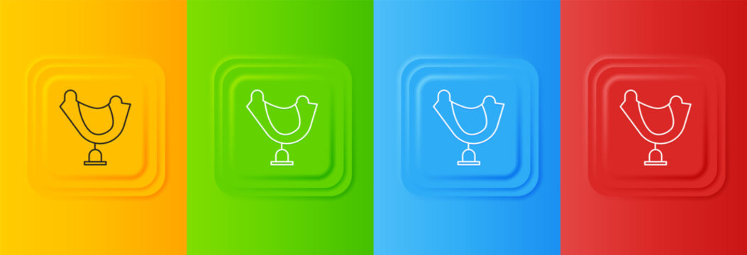 White Wild west saddle icon isolated on colorful background. Set icons in square buttons. Vector