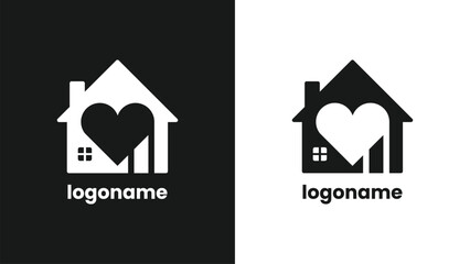 Real Estate House Logo with Hidden Heart &ndash; Negative Space Design