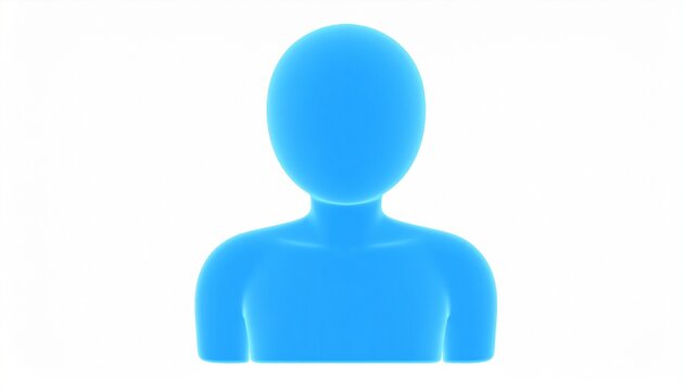Blue silhouette person icon on white background