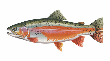 Obraz premium A vibrant rainbow trout swimming in clear water with a striking orange belly
