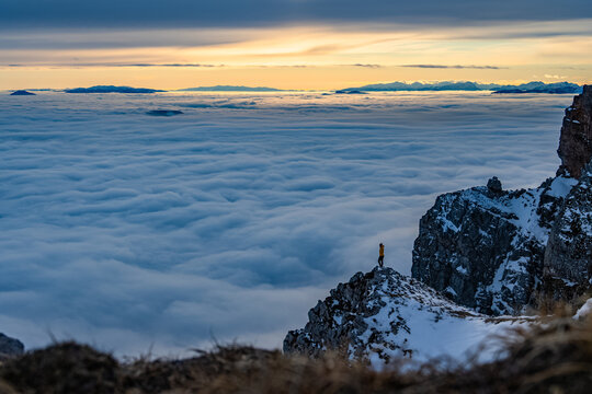 Sonnenuntergang Heukuppe - Rax - Hochsteiermark - &Ouml;sterreich - Winter - Hochnebel - Nebelmeer - Alpen