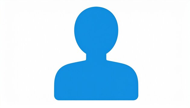 Blue silhouette person icon on white background
