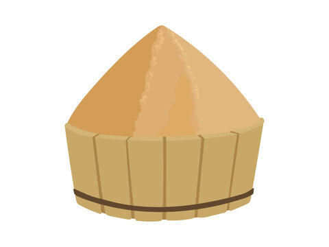 White Miso Paste Illustration in Wooden Barrel