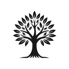 Obraz premium Set of Tree Vector Illustrations: Flat Design, Geometric, Spiritual, and Abstract Nature Concepts for Graphic Design.