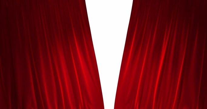 Red Curtains Parting to Reveal; alpha channel	