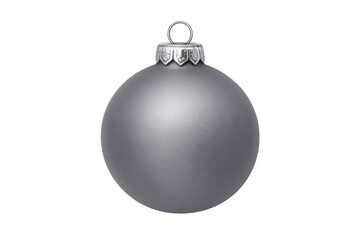 Fototapeta premium Silver matte christmas ornament ball, festive holiday bauble, winter season decoration on transparent background