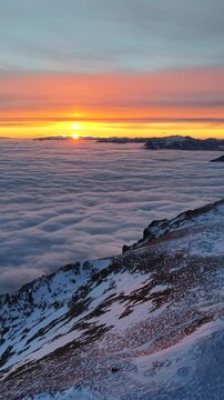 Sonnenuntergang Heukuppe - Rax - Hochsteiermark - &Ouml;sterreich - Winter - Hochnebel - Nebelmeer - Alpen