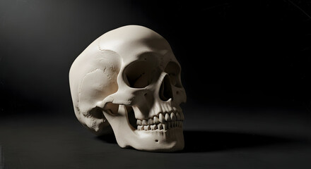 Fototapeta premium A human skull on a dark background