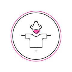Obraz premium Filled outline Scarecrow icon isolated on white background. Vector