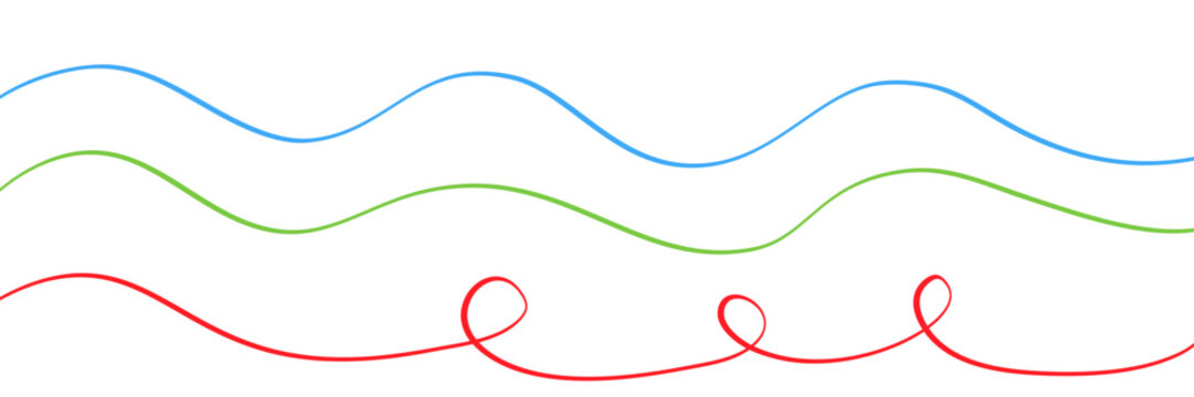 Line squiggle cable Wavy line with flowing curves Seamless pattern of continuous wavy lines Curved single line Single