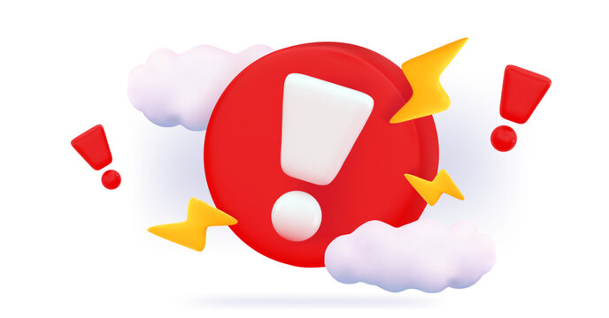 3d Emergency exclamation Triangular sign with exclamation mark and magnifying glass Concept urgent notification