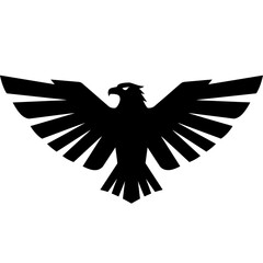 Fototapeta premium A striking black silhouette of a powerful eagle with outstretched wings, symbolizing freedom and strength.