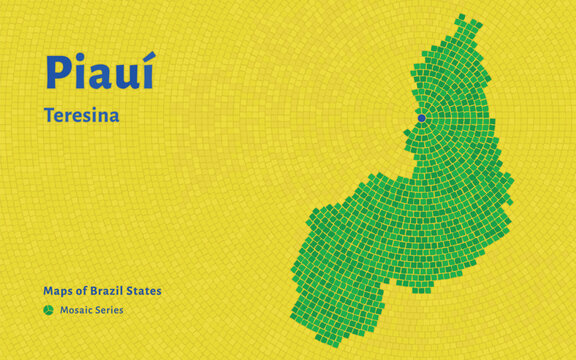 Piau&iacute; Map in Mosaic Pattern with Capital Teresina