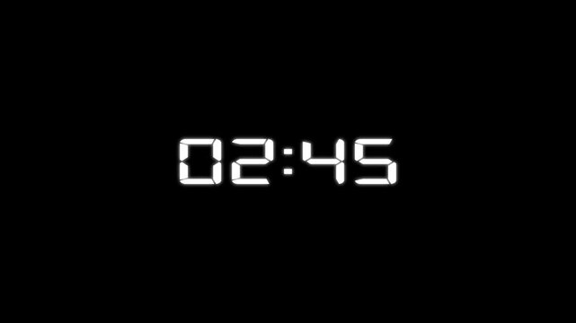 Countdown timer animation of 3 minutes on transparent background with alpha channels, 3 minutes countdown timer animation