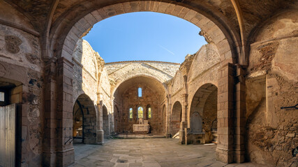 Remainings of the church in during world war 2 destroyed village Oradour-sur-Glane in France

