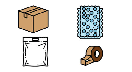 Packaging Materials filled line art flat design