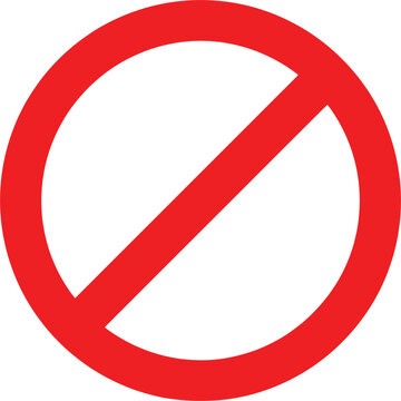 Red Prohibition Sign Vector Illustration with Universal No Entry Symbol and Diagonal Strike Through for Safety Warnings, Restricted Area Notices, and Stop UI Icons