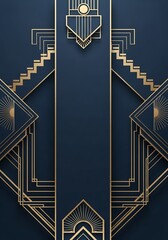 Abstract Geometric Pattern in Art Deco Style with Golden Accents