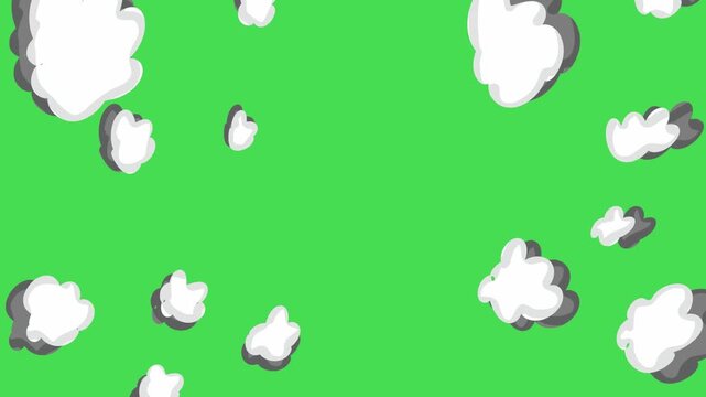 Hand Drawn Smoke Burst Transition Animation on Green Screen | Simple Cartoon Smoke Explosion 2D Hand Drawn Transition Effect | Smoke Overlay Animated Asset