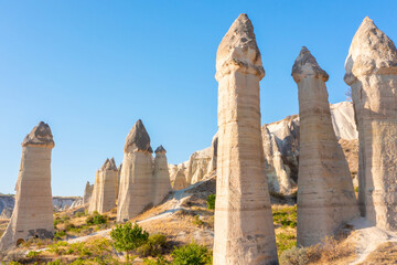 Panoramic view of Love valley near Goreme village, Cappadocia, Turkey