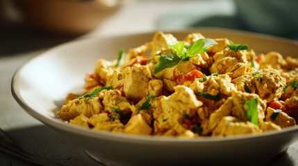 Plant-based protein dish served in a bowl, highlighting alternative protein, healthy eating, sustainable food choices, and modern vegetarian cuisine.