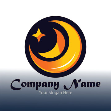 full moon and half moon logo, using logo vector icon concept design and symbol illustration
