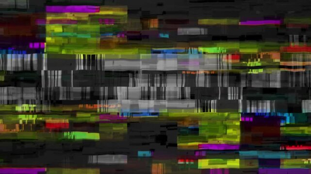 Fragmented Failure Glitch Transition, Abstract glitch video frames show digital noise and fragmented shapes. perfect for horror trailer