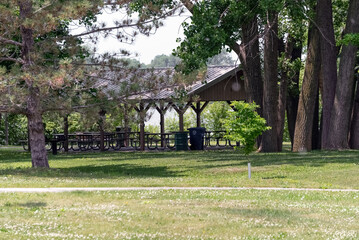 Empty City Pavilion In The Park Waiting For Business In Summer In Wisconsin