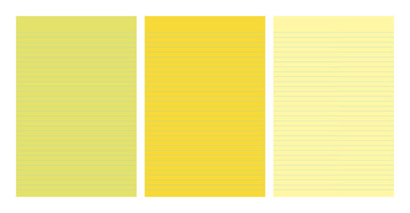 Set of yellow legal pad pages with lined designs