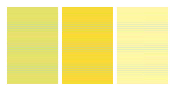 Set of yellow legal pad pages with lined designs