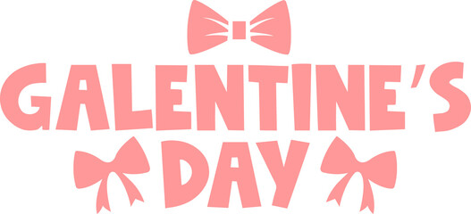 Galentine's Day valentine typography text on plain white transparent isolated background for card, shirt, hoodie, sweatshirt, apparel, tag, mug, icon, poster or badge