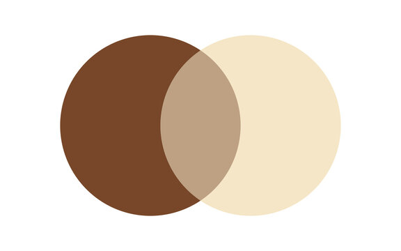 Venn Diagram. Brown & Cream. Two Colourful Circles Overlapping. Isolated on Transparent Background.